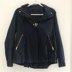 Navy Zara Rain Jacket with Hood